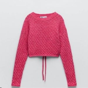 Zara Pink Knit Open Back Sweater